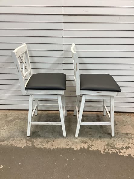 Set of 2 Swivel Bar Stools Counter Height Barstools with Backrest Upholstered Seat Cushion