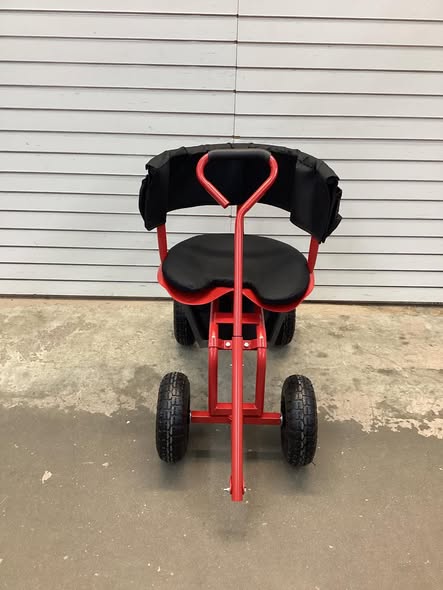 Costway Cushioned Rolling Garden Cart Scooter with Storage Basket and Tool Pouch