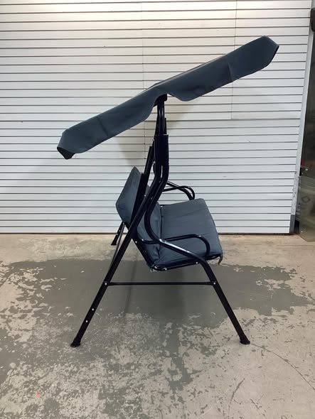 3 Seat Outdoor Patio Canopy Swing with Cushioned Steel Frame
