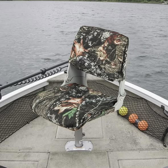 Gymax 1PCS Low Back Padded Boat Seat Folding Fishing Boat Seat w/ 4 Bolts Thick Sponge Padding Waterproof Fold-down Captain Boat Chair