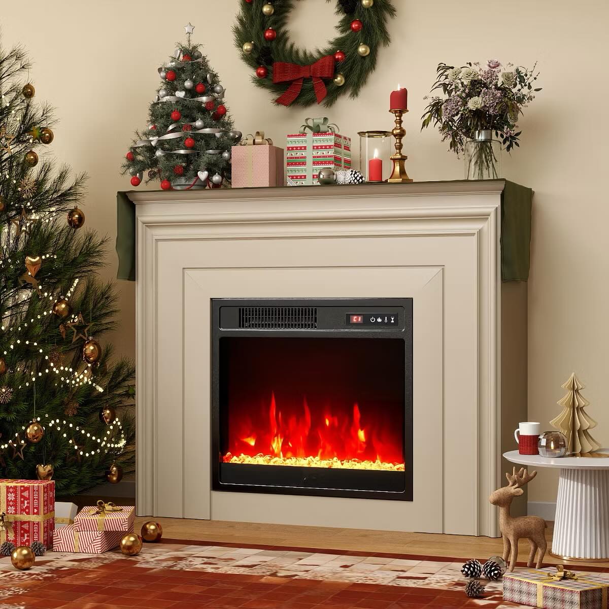 Costway 18" Electric Fireplace Insert w/Remote Control Adjustable Flame Color Brightness