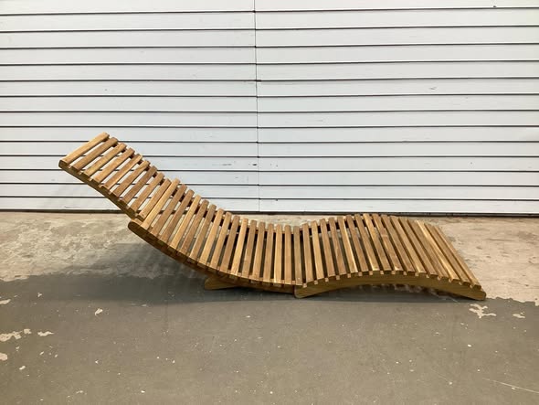 Costway Teak Wood Patio Folding Chaise Lounge Chair with Slatted Seat