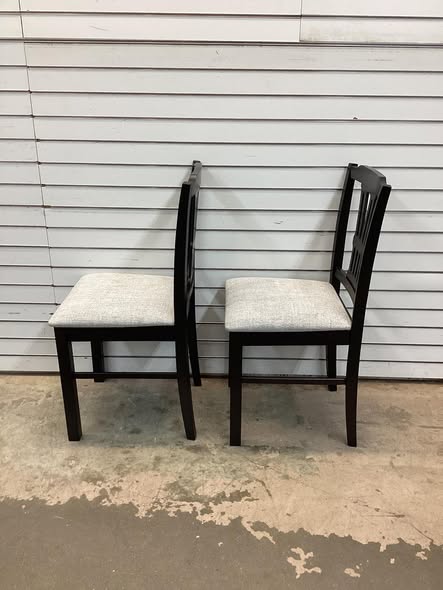 Wooden Dining Chairs Set of 2 Upholstered Kitchen Chairs with Solid Rubber Wood Frame