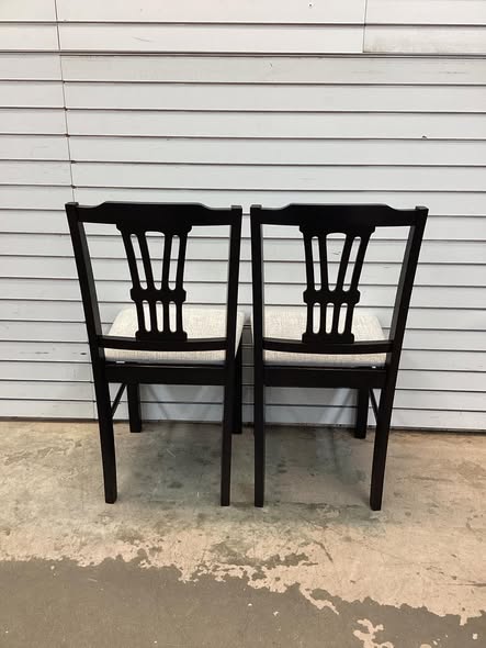 Wooden Dining Chairs Set of 2 Upholstered Kitchen Chairs with Solid Rubber Wood Frame