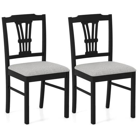 Wooden Dining Chairs Set of 2 Upholstered Kitchen Chairs with Solid Rubber Wood Frame