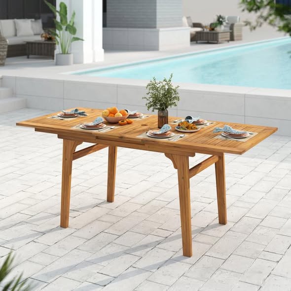 Costway Patio Dining Table Expandable for 6-8 People with Umbrella Hole Model# HW7366