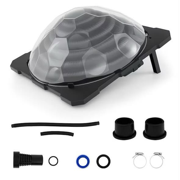 Costway 1 PCS Solar Dome Pool Heater with Transparent Cover Black Heating Coil Foldable Legs
