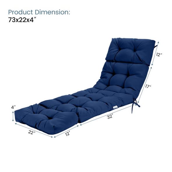 Outdoor Lounge Chaise Cushion with String Ties
