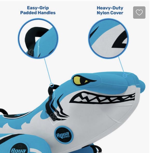Aqua Leisure APT21226 - Aqua Pro 82" 1 or 2-Rider Sit-On Style The Shark Towable