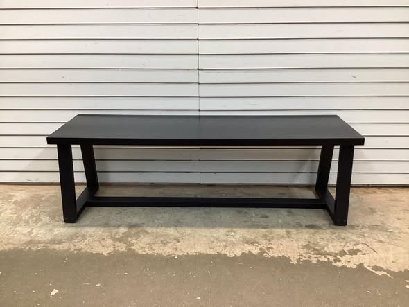Wood Dining Bench with Metal Frame and Adjustable Footpads