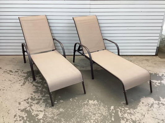 Costway Outdoor Patio Lounge Chairs Chaise Fabric with Adjustable Reclining Armrest - Set of 2