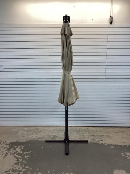 Costway 10FT Hanging Offset Umbrella 32 LED Lights Beige