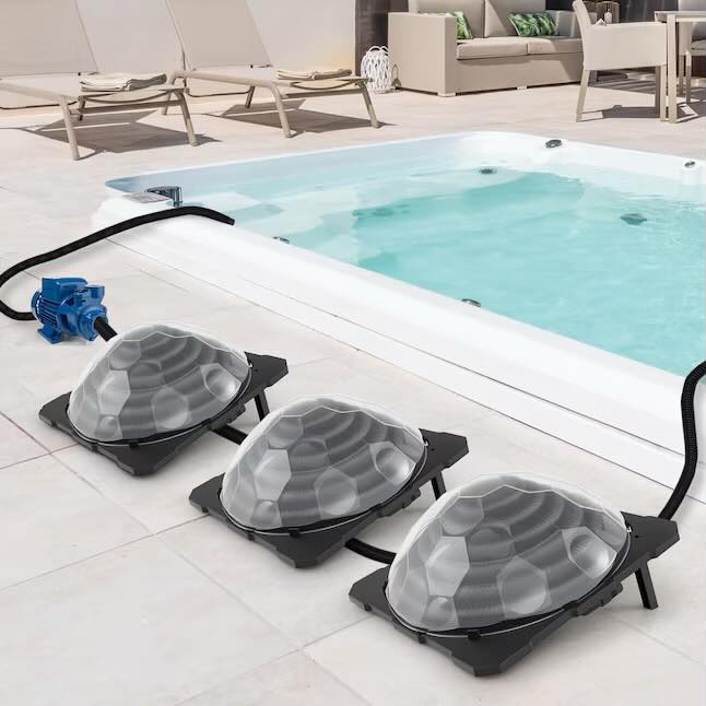 Costway 1 PCS Solar Dome Pool Heater with Transparent Cover Black Heating Coil Foldable Legs