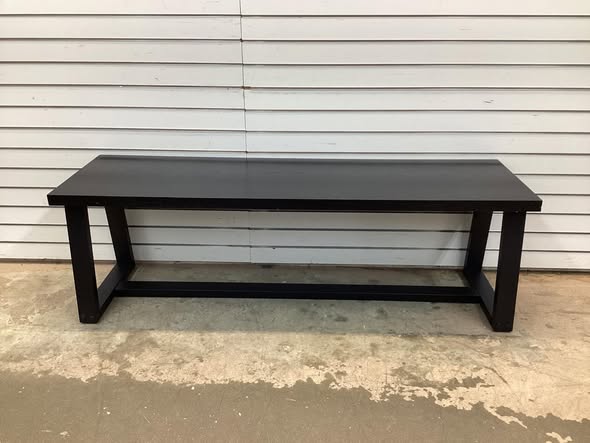 Wood Dining Bench with Metal Frame and Adjustable Footpads