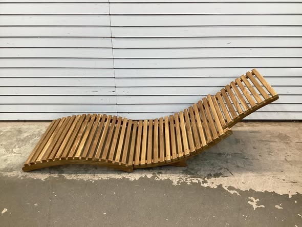 Costway Teak Wood Patio Folding Chaise Lounge Chair with Slatted Seat