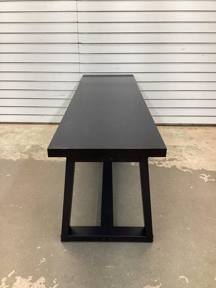 Wood Dining Bench with Metal Frame and Adjustable Footpads