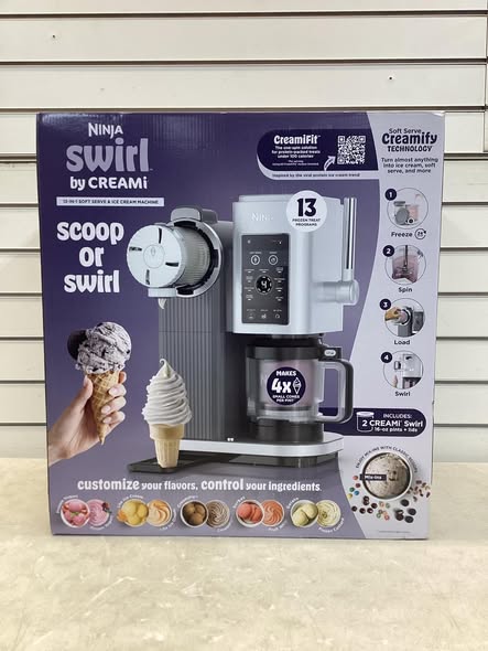 Ninja CREAMi Scoop & Swirl Ice Cream & Soft Serve Maker, 13 One-Touch Programs