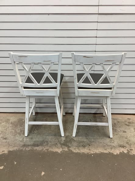 Set of 2 Swivel Bar Stools Counter Height Barstools with Backrest Upholstered Seat Cushion
