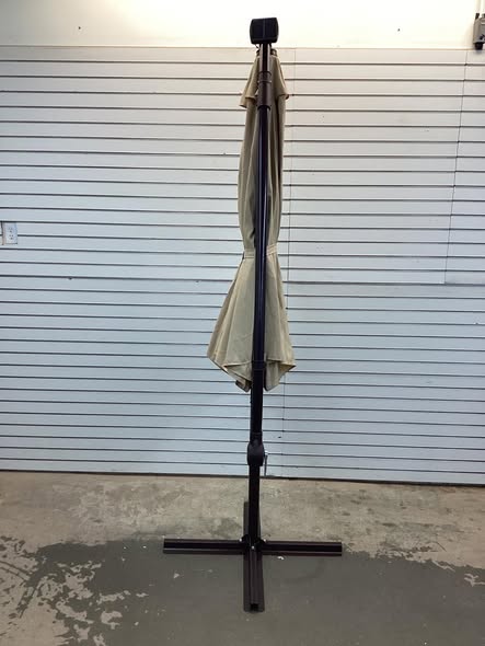 Costway 10FT Hanging Offset Umbrella 32 LED Lights Beige