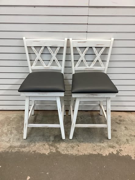 Set of 2 Swivel Bar Stools Counter Height Barstools with Backrest Upholstered Seat Cushion