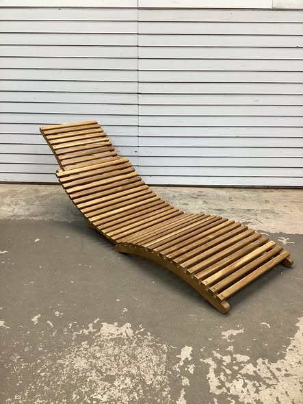 Costway Teak Wood Patio Folding Chaise Lounge Chair with Slatted Seat