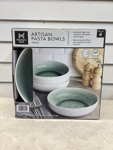 Member's Mark 4-Piece Stoneware Reactive Pasta Bowl Set