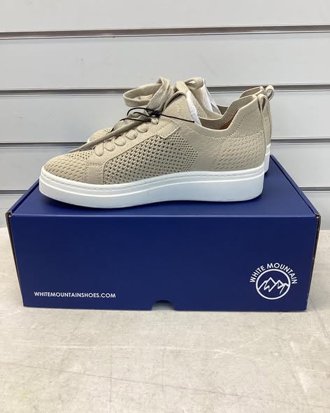 White Mountain Women's Lace-Up Sneaker. Color TAUPE, Size 6.