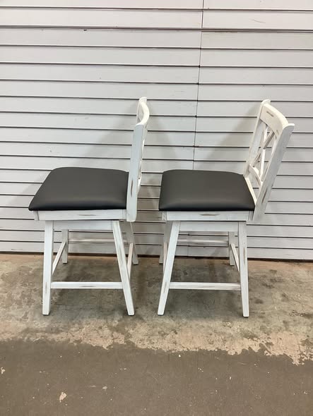Set of 2 Swivel Bar Stools Counter Height Barstools with Backrest Upholstered Seat Cushion