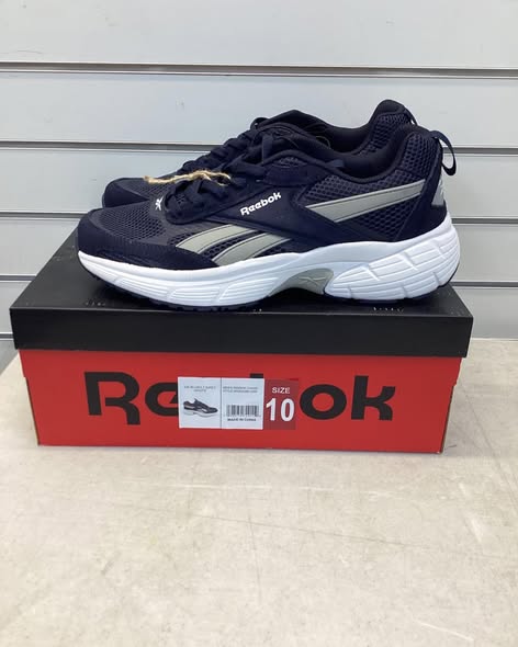 Reebok Men's Chaos Running Sneaker, dark blue, light grey, white. Size 10