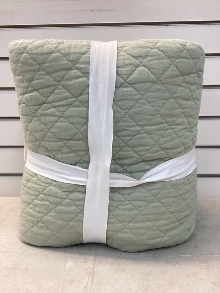 King/California King Jeffen Linen Blend Quilt in Sage Green