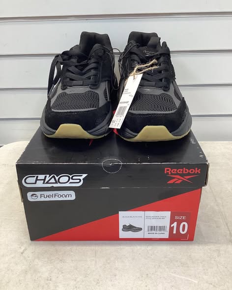 Reebok Men's Chaos Running Sneaker, Black/Tan. Size 10
