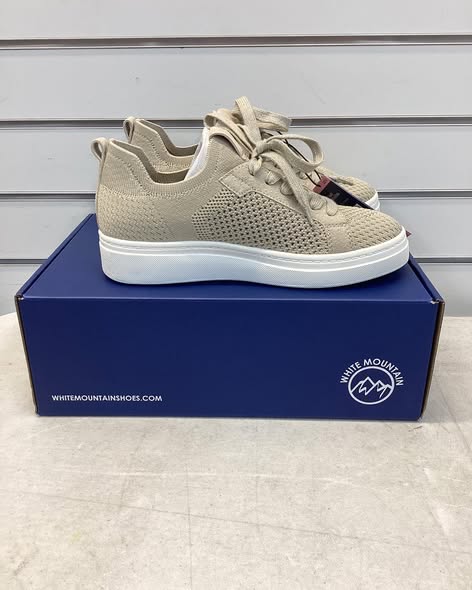 White Mountain Women's Lace-Up Sneaker. Color TAUPE, Size 6.