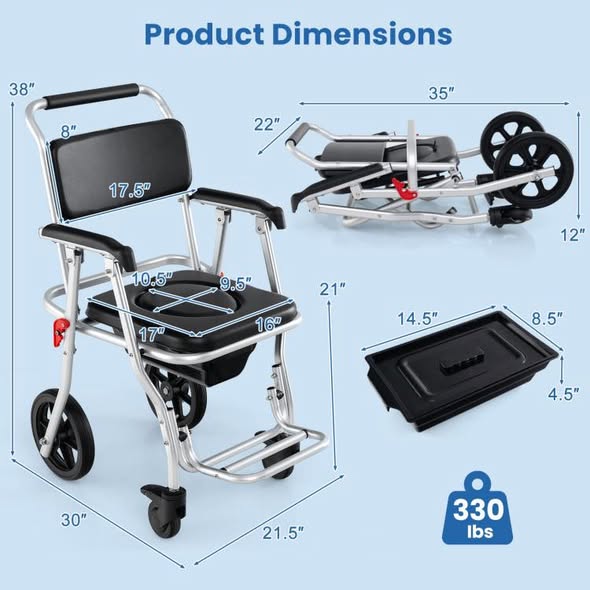 Costway 4-in-1 Foldable Bedside Commode Chair with Brakes and Bucket and Footrest