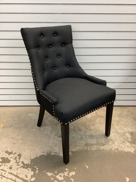 Modern Dining Chair Set, Upholstered High-end Tufted Chair with Wood Legs Nailhead Trim, Mid Century Accent Chairs, Set of 2 - Black