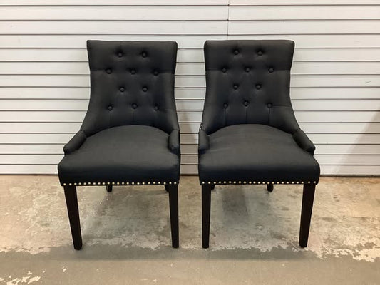 Modern Dining Chair Set, Upholstered High-end Tufted Chair with Wood Legs Nailhead Trim, Mid Century Accent Chairs, Set of 2 - Black