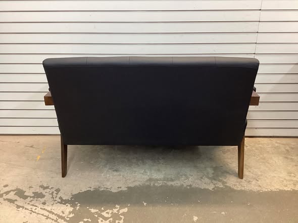 50"w Black Faux Leather Loveseat With Thickened Backrest & Armrests