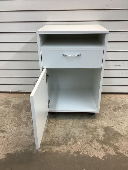 HOMCOM Mobile Storage Cabinet Organizer with Drawer and Cabinet, Printer Stand with Castors, White