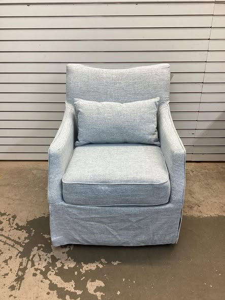 Bedford London Upholstered Skirted Swivel Armchair with Lumbar Pillow