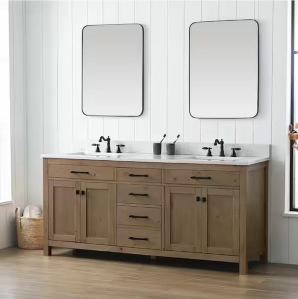 SUDIO Jasper 72 in. W x 22 in. D x 34 in.H Bath Vanity in Textured Natural with Carrara White Engineered Stone Top with Sinks