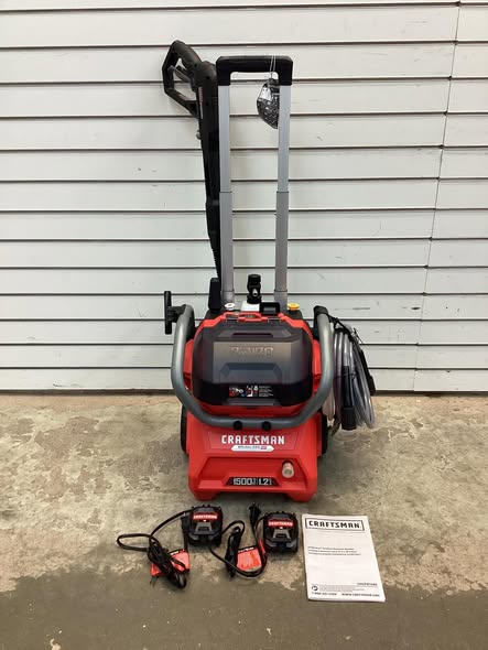 CRAFTSMAN V20 Brushless RP 1500-PSI 1.2-GPM Cold Water Battery Pressure washer with 3 Spray Tips, (2) 9 Ah Batteries Included, (2) Chargers Included