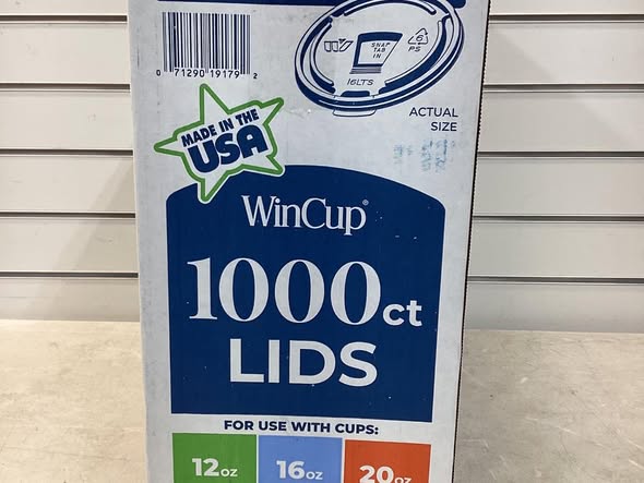 WinCup Lids with Drink Thru Tear Back and Straw Slot, 16 Series, White, 12 oz.-20 oz., 1000 ct.