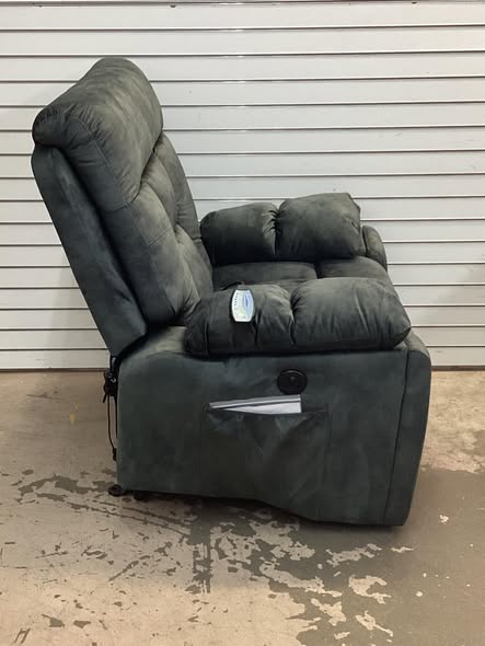 40.5" Wide Oversize Microfiber Lift Assist Reclining Chair with Massage Heating & Dual Hidden Cupholders & USB & Side Pocket