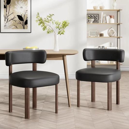PU Leather Upholstered Solid Wood Dining Chair Side Chair (Set of 2)