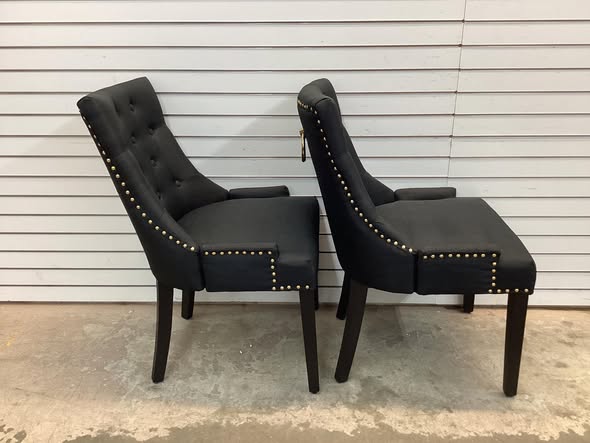 Modern Dining Chair Set, Upholstered High-end Tufted Chair with Wood Legs Nailhead Trim, Mid Century Accent Chairs, Set of 2 - Black