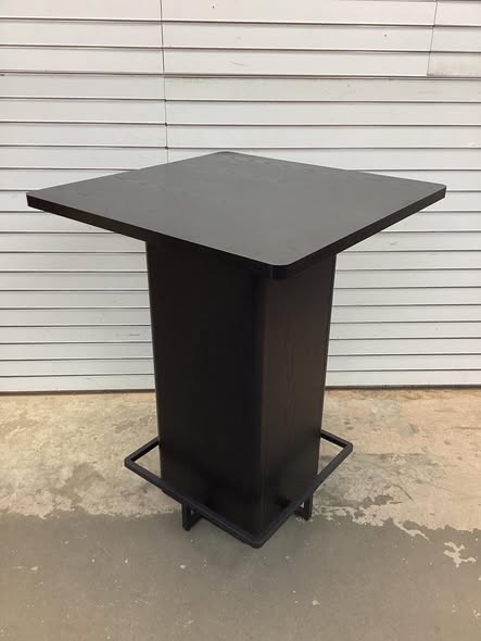 LuckByte Outdoor Wood Square Minimalist Coffee Table Bar Table Chating Table in Black