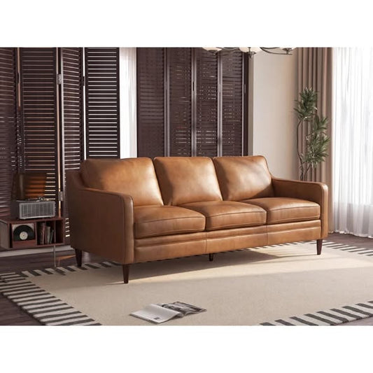 Ashtabula Genuine Leather Square Arm Sofa