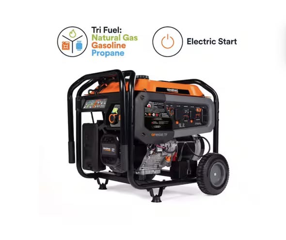 Generac 12,500/9500-Watt Electric Start Tri Fuel Portable Generator w/ CoSense