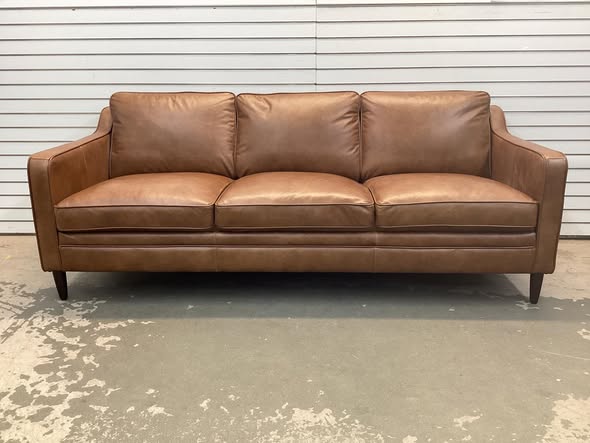 Ashtabula Genuine Leather Square Arm Sofa