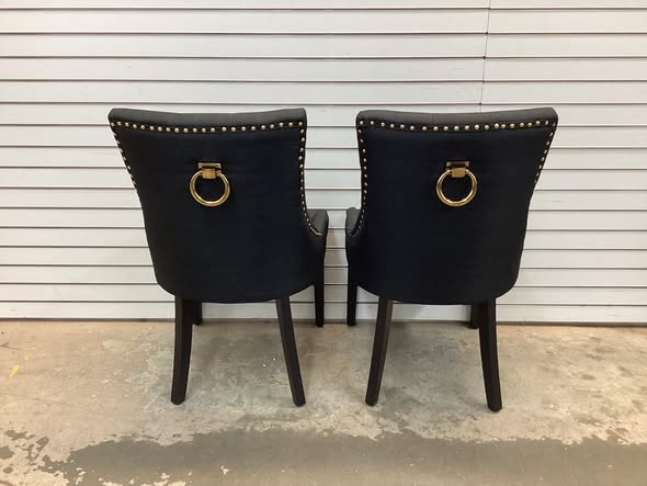 Modern Dining Chair Set, Upholstered High-end Tufted Chair with Wood Legs Nailhead Trim, Mid Century Accent Chairs, Set of 2 - Black