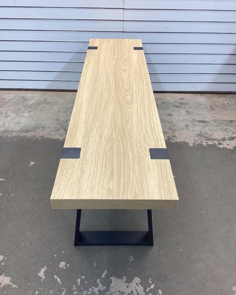 Leira Modern Wood Bench 60” Industrial Table Bench with Black Metal Legs for Dining Room, Porch
